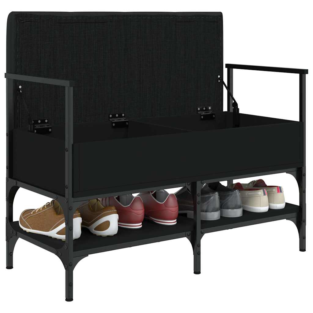 Klupa za cipele crna 85,5x42x57,5 cm od konstruiranog drva