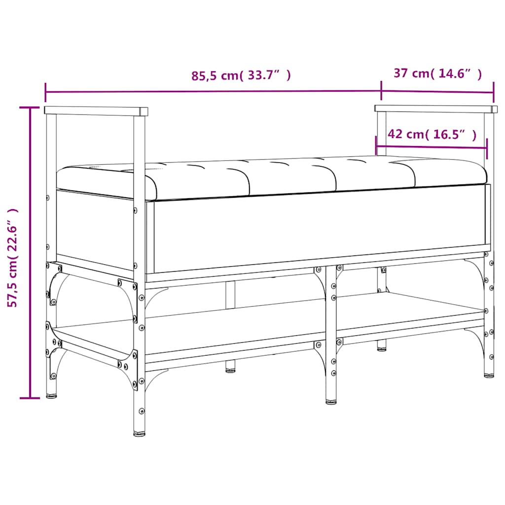 Klupa za cipele siva boja hrasta 85,5x42x57,5 cm drvena