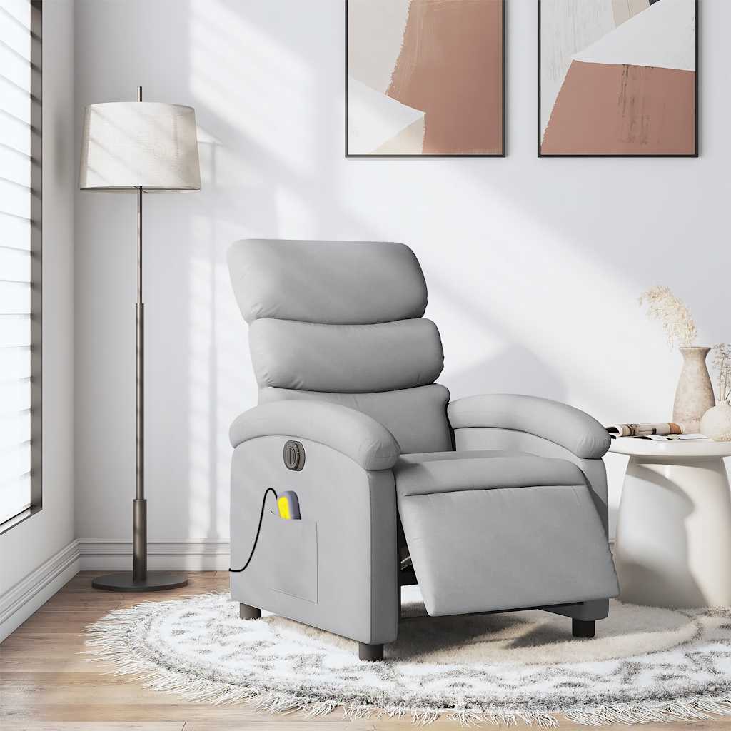 Električni masažni naslonjač od tkanine svjetlosivi