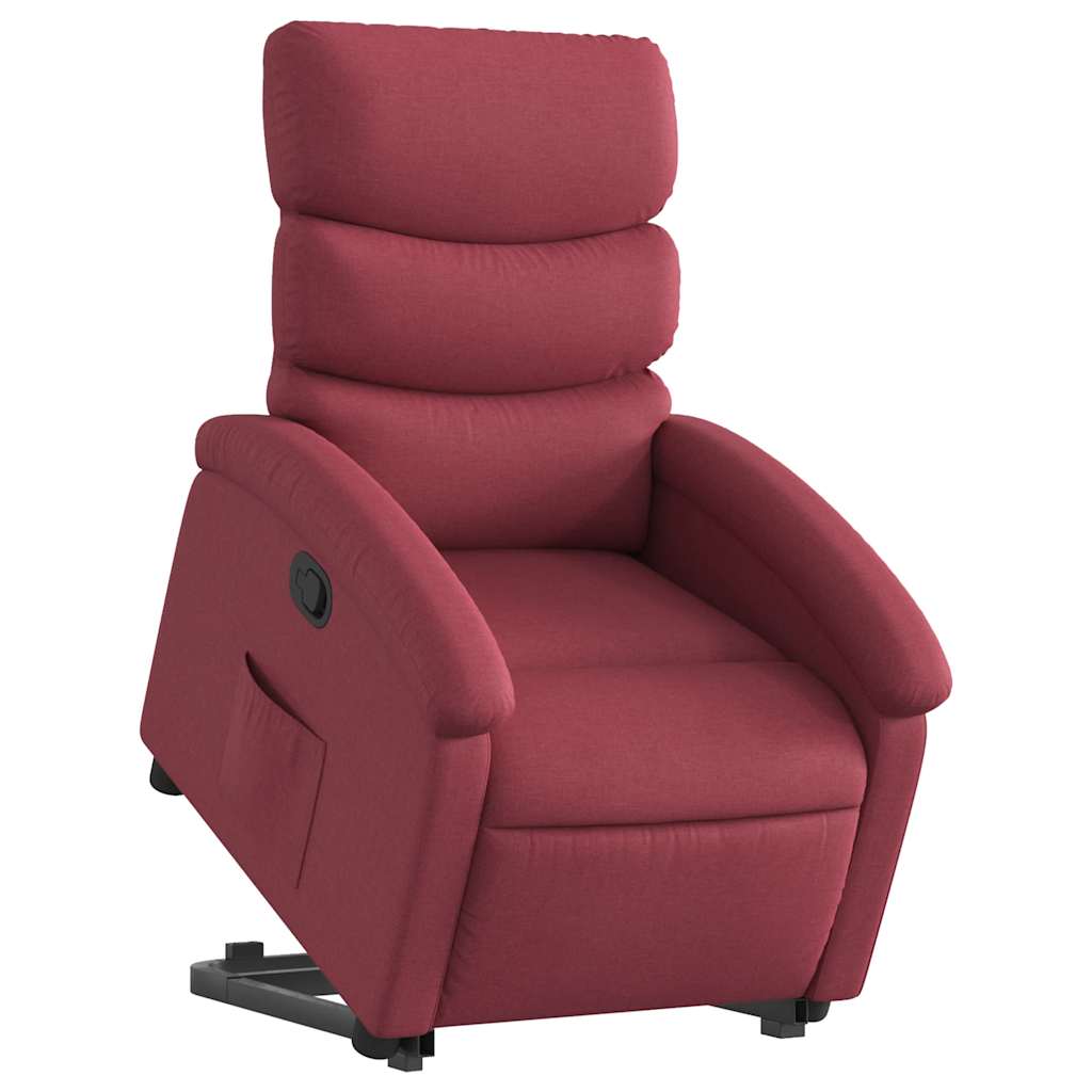 Naslonjač na podizanje od tkanine crvena boja vina