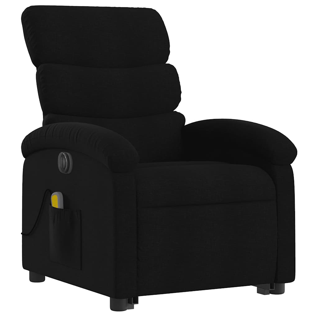 Električni masažni naslonjač na podizanje od tkanine crni