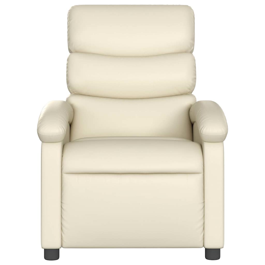 Električni masažni naslonjač od umjetne kože krem