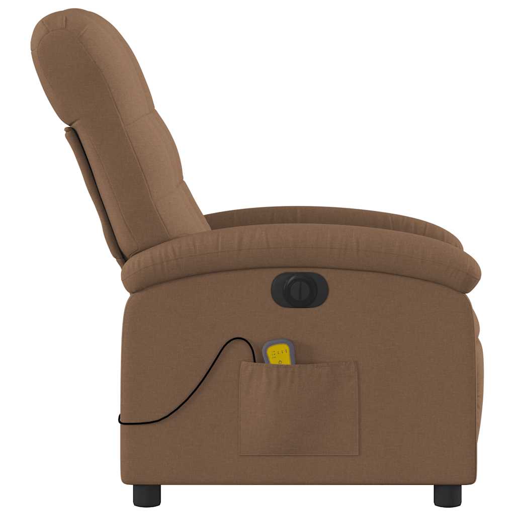 Električni masažni naslonjač od tkanine smeđi