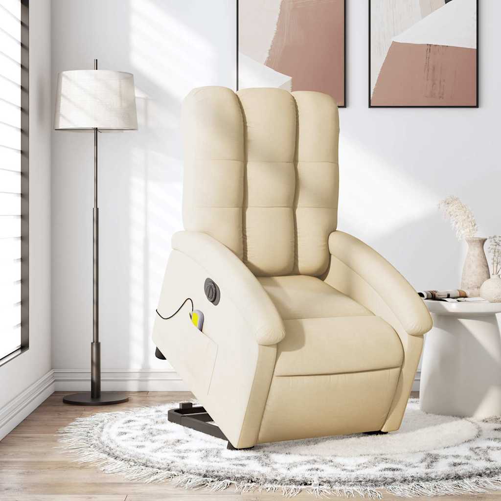 Električni masažni naslonjač na podizanje od tkanine krem
