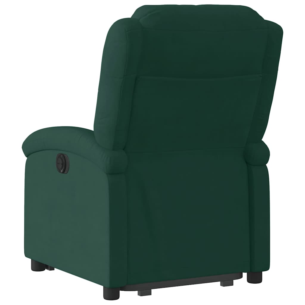 Električni naslonjač na podizanje tamnozeleni baršunasti