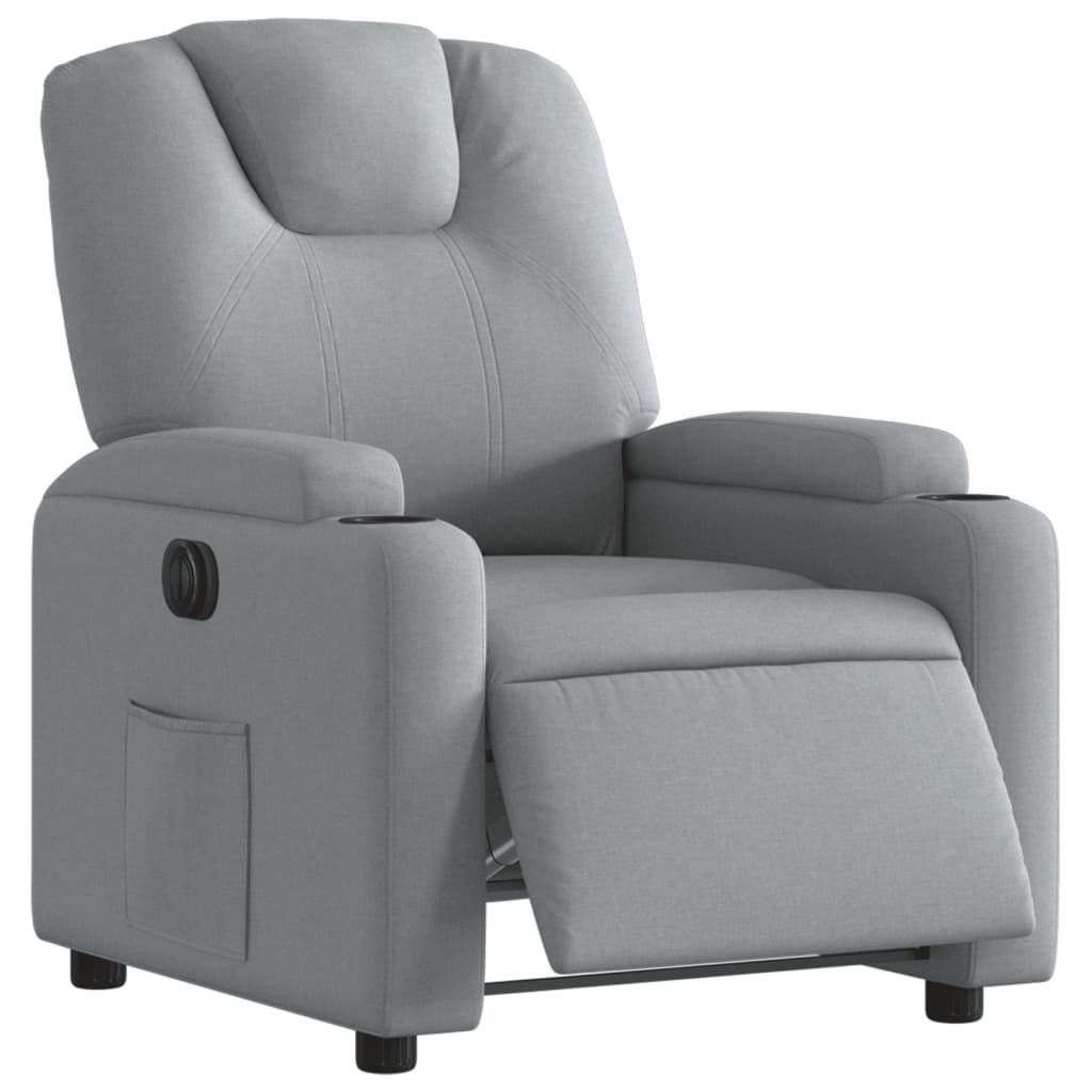 Električni naslonjač od tkanine svjetlosivi