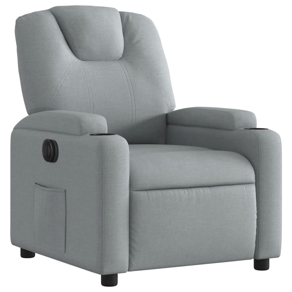 Električni naslonjač od tkanine svjetlosivi