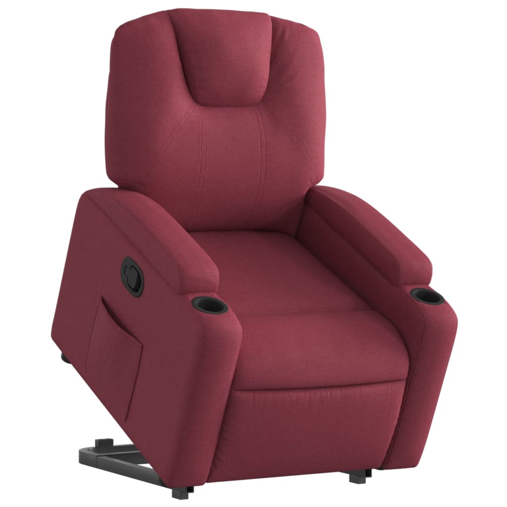 Naslonjač na podizanje od tkanine crvena boja vina