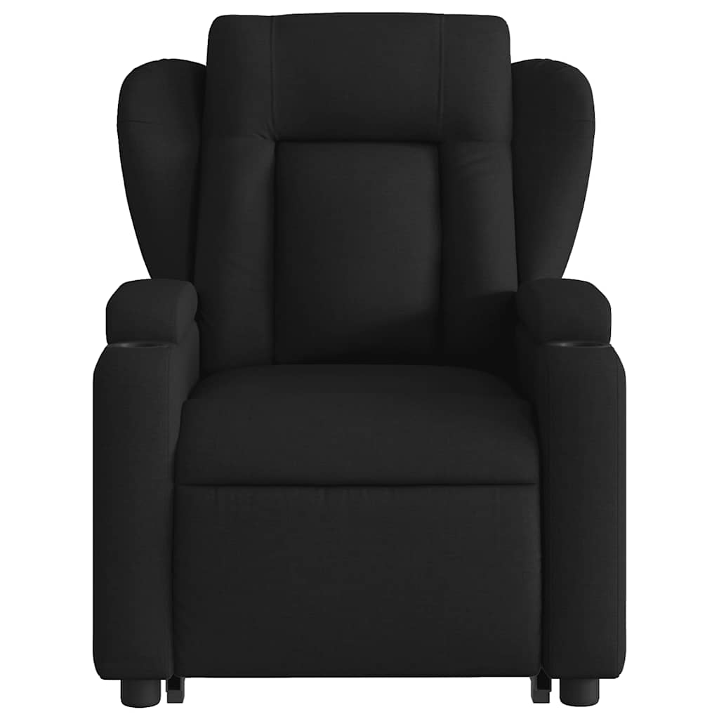 Masažni naslonjač na podizanje od tkanine crni