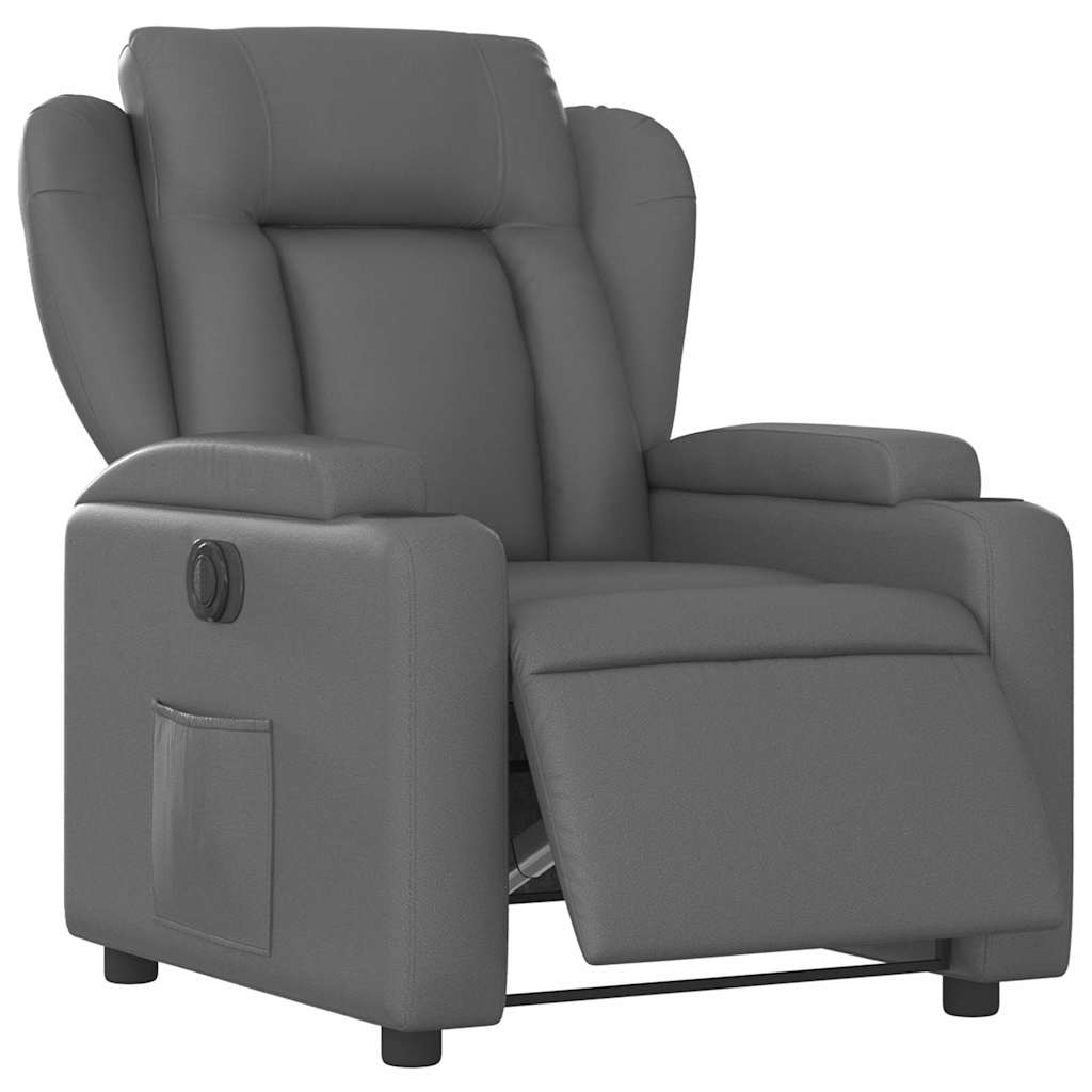 Električni naslonjač od umjetne kože sivi