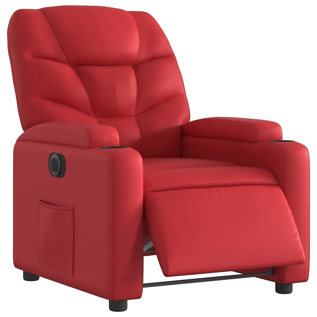 Električni naslonjač od umjetne kože crveni