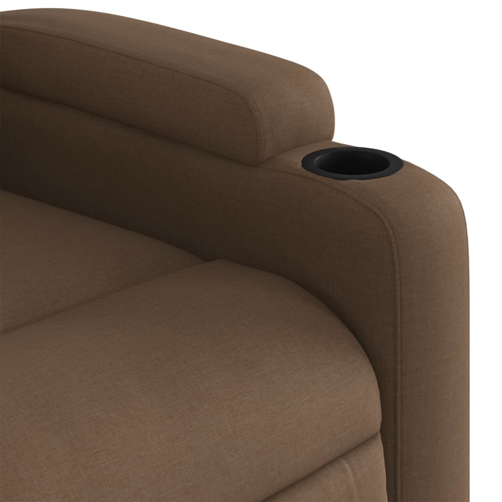 Električni masažni naslonjač na podizanje od tkanine smeđi