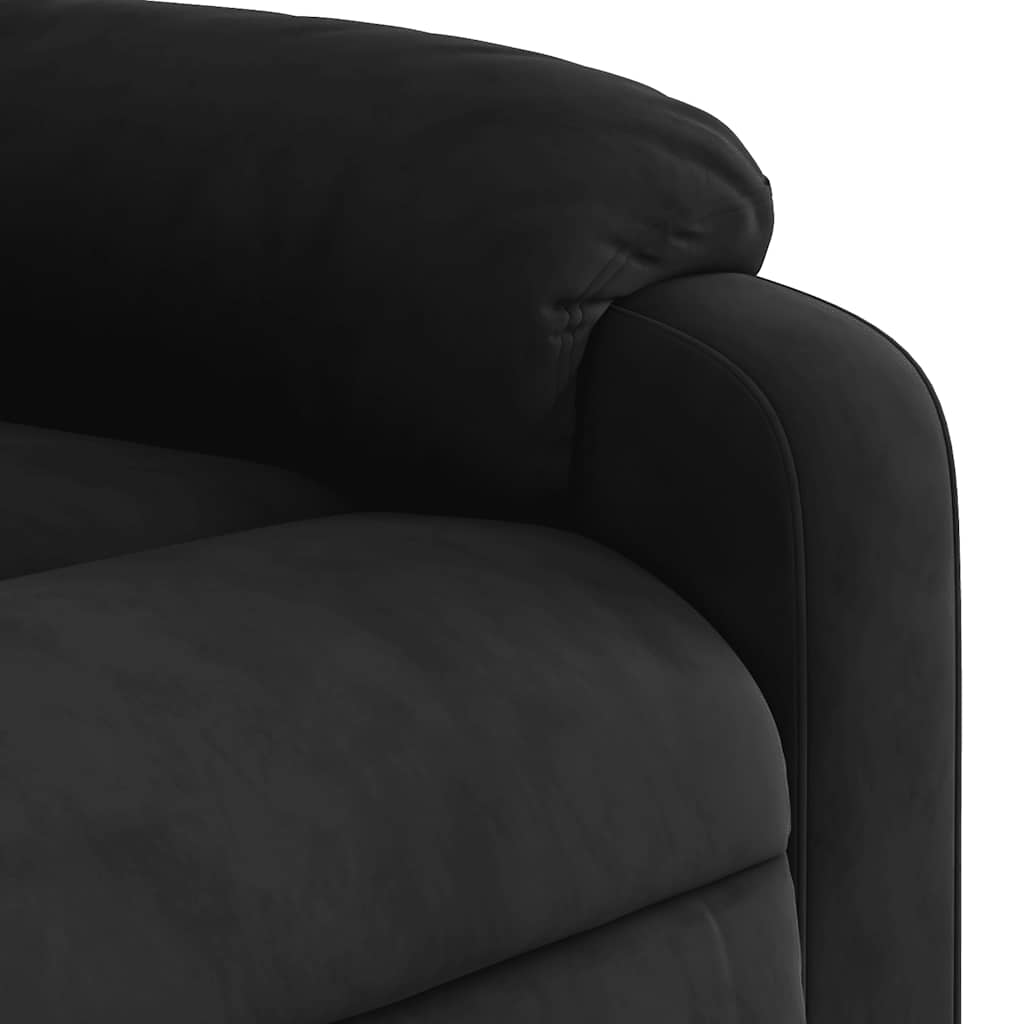 Električni masažni naslonjač na podizanje crni od mikrovlakana