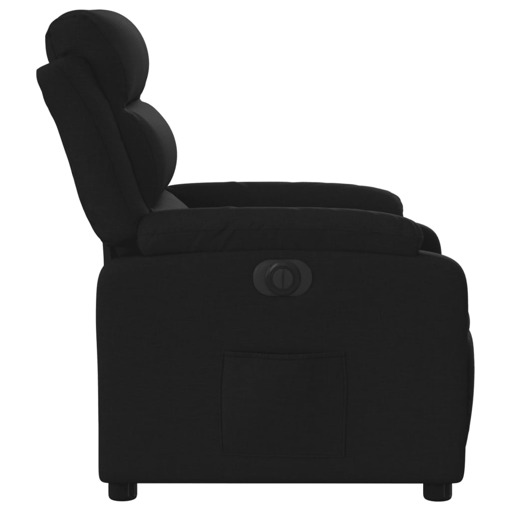 Električni naslonjač od tkanine crni