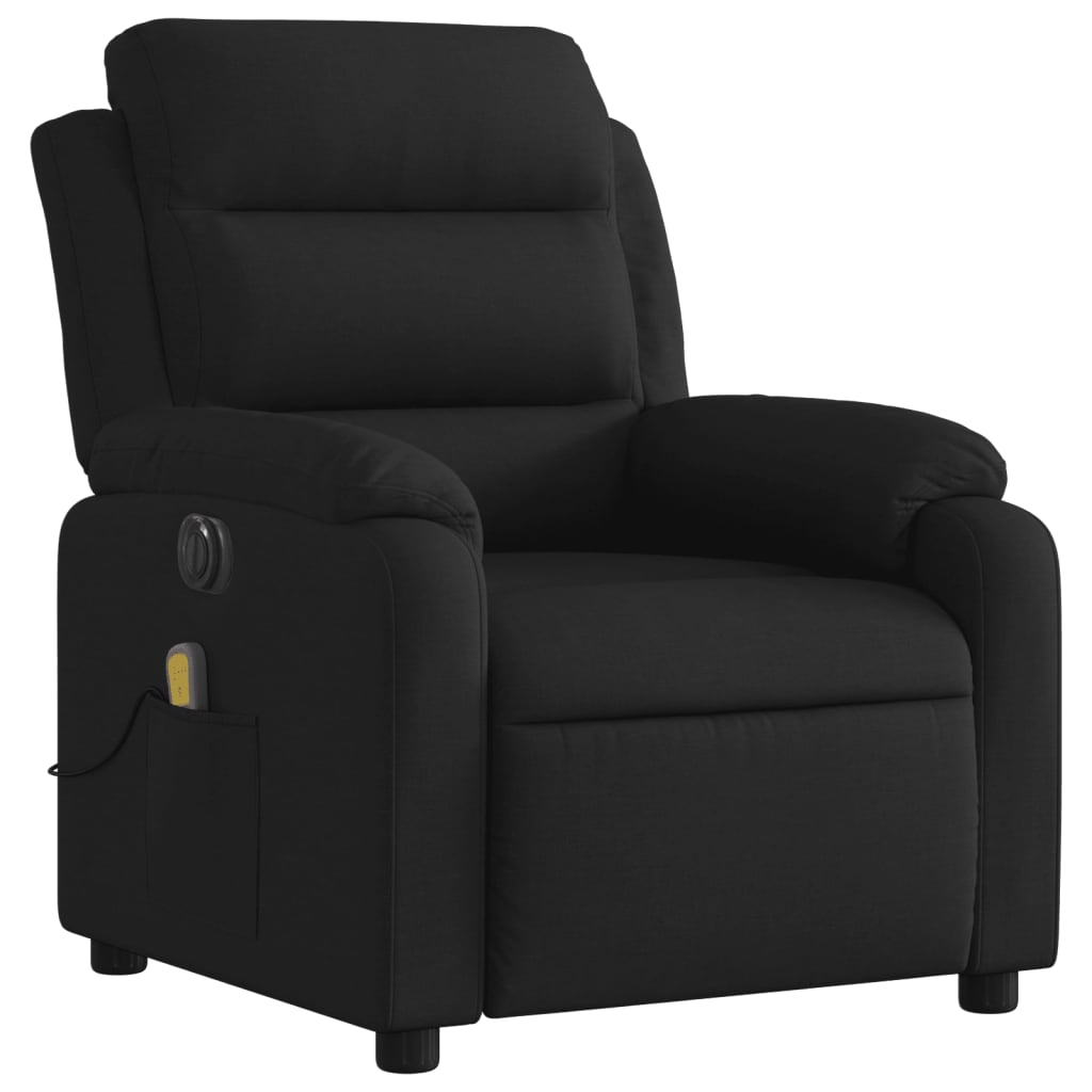 Električni masažni naslonjač od tkanine crni