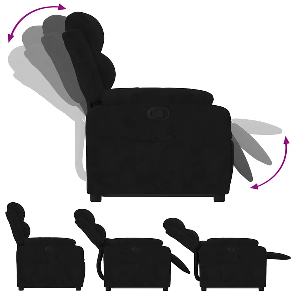 Naslonjač na podizanje crni baršunasti