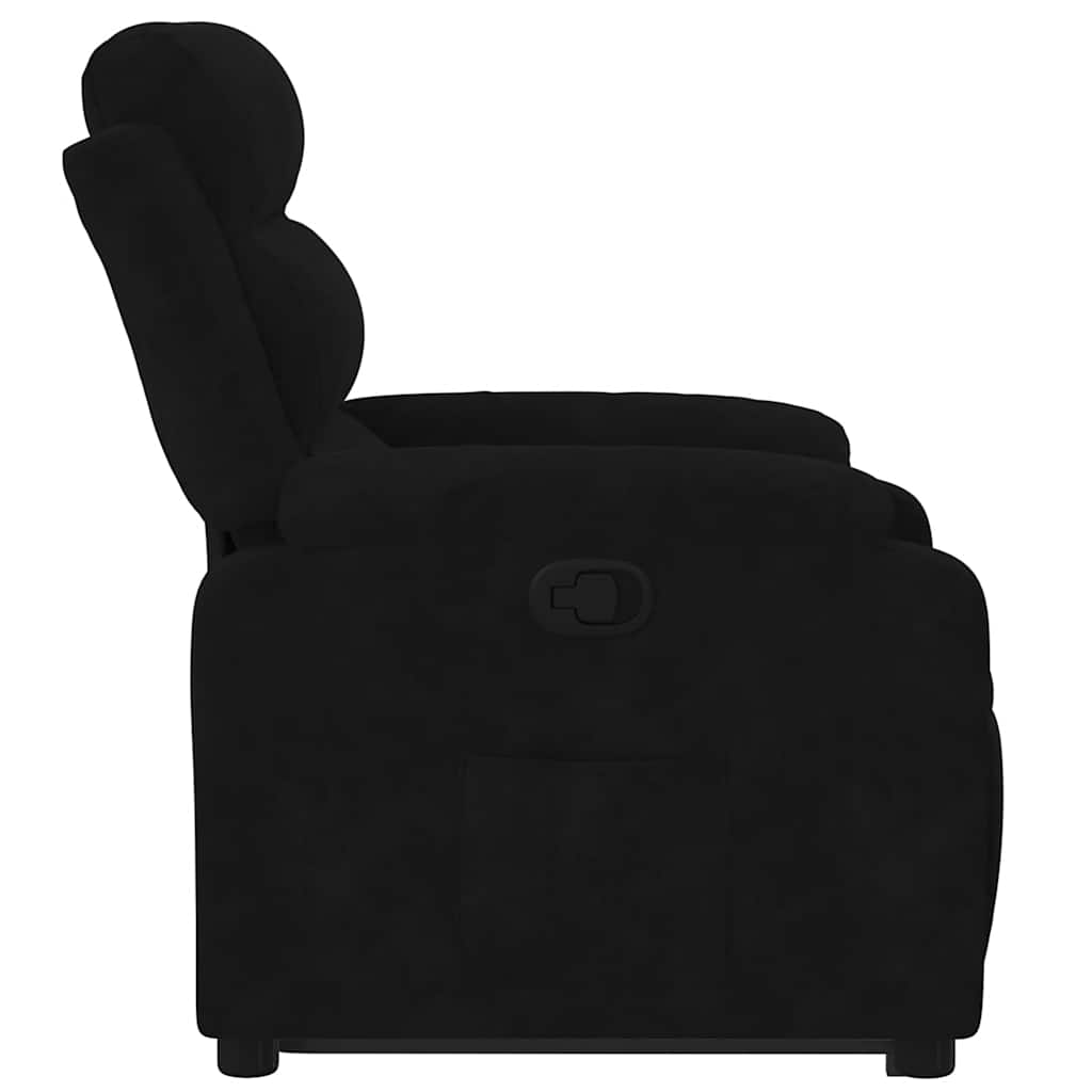 Naslonjač na podizanje crni baršunasti