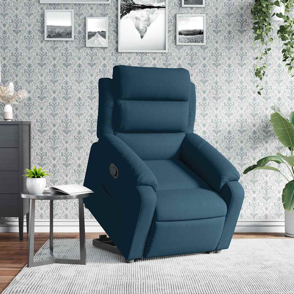 Naslonjač na podizanje plavi baršunasti