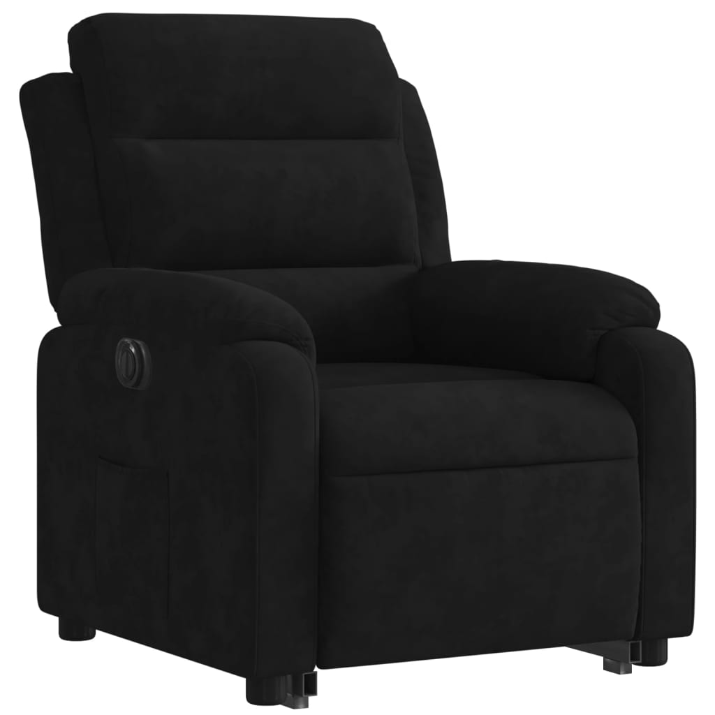 Električni naslonjač na podizanje crni baršunasti