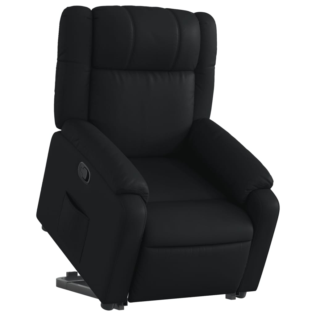 Naslonjač na podizanje od umjetne kože crni