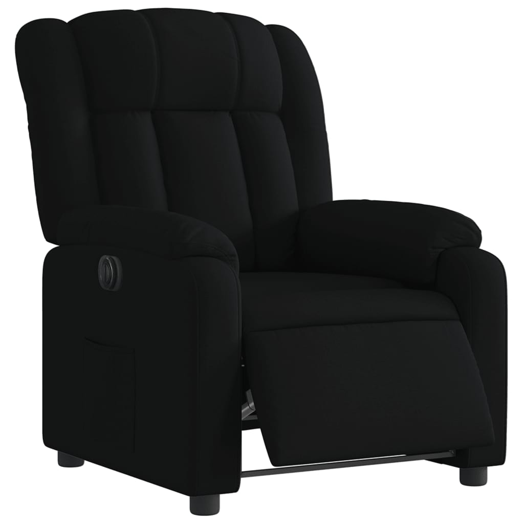 Električni naslonjač od tkanine crni