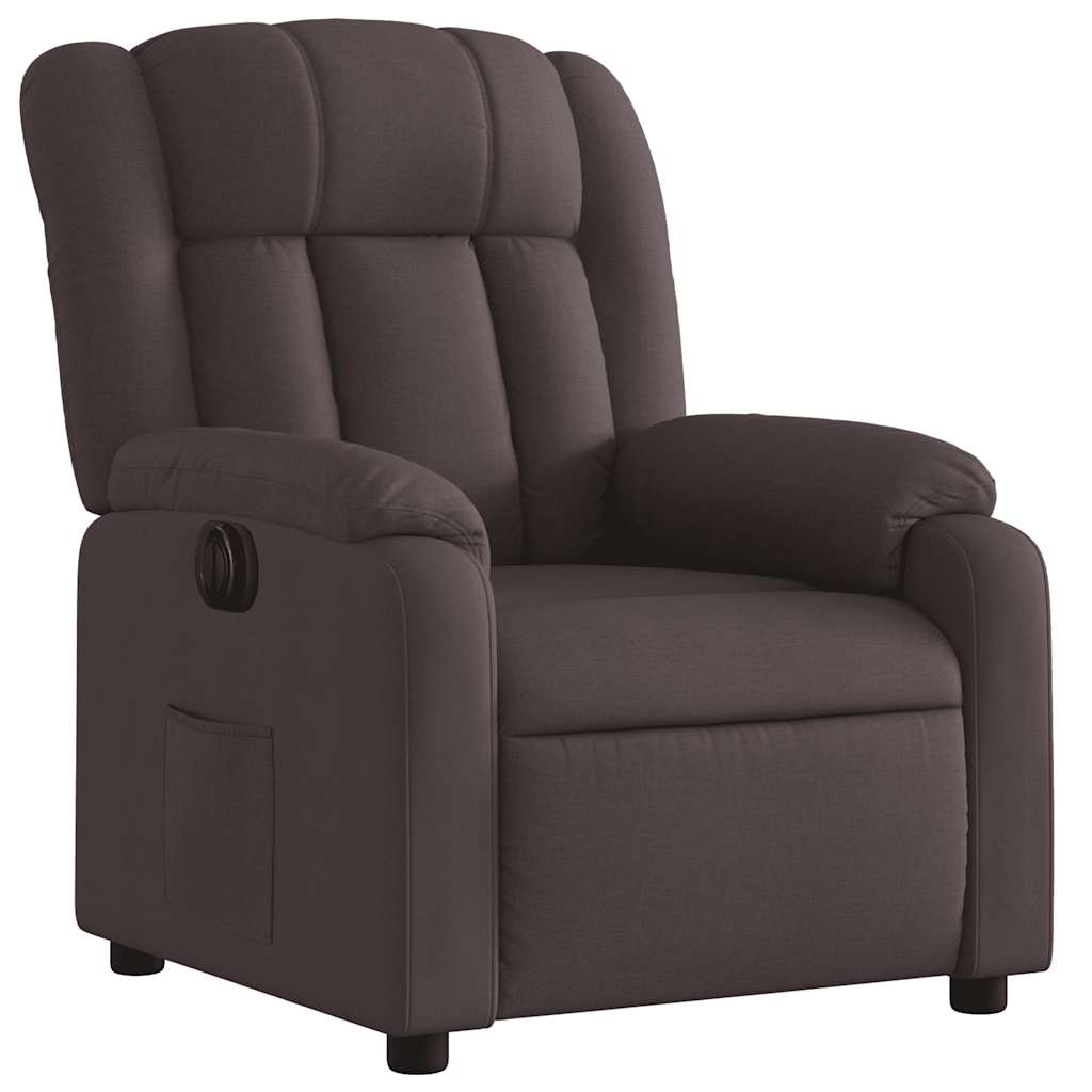 Električni naslonjač od tkanine tamnosmeđi