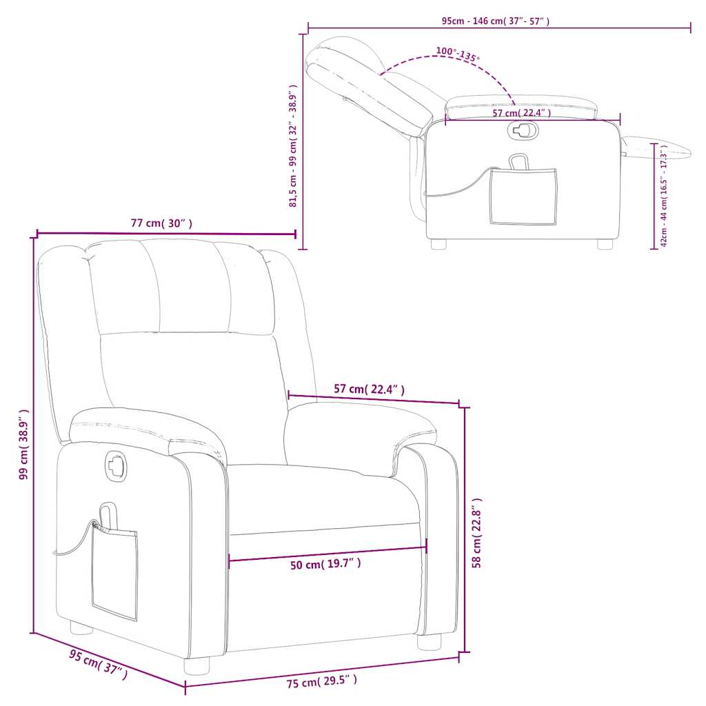 Masažna fotelja, crna tkanina