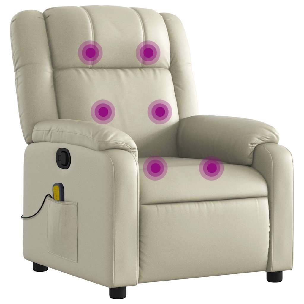 Masažna fotelja za odmor, krem, umjetna koža