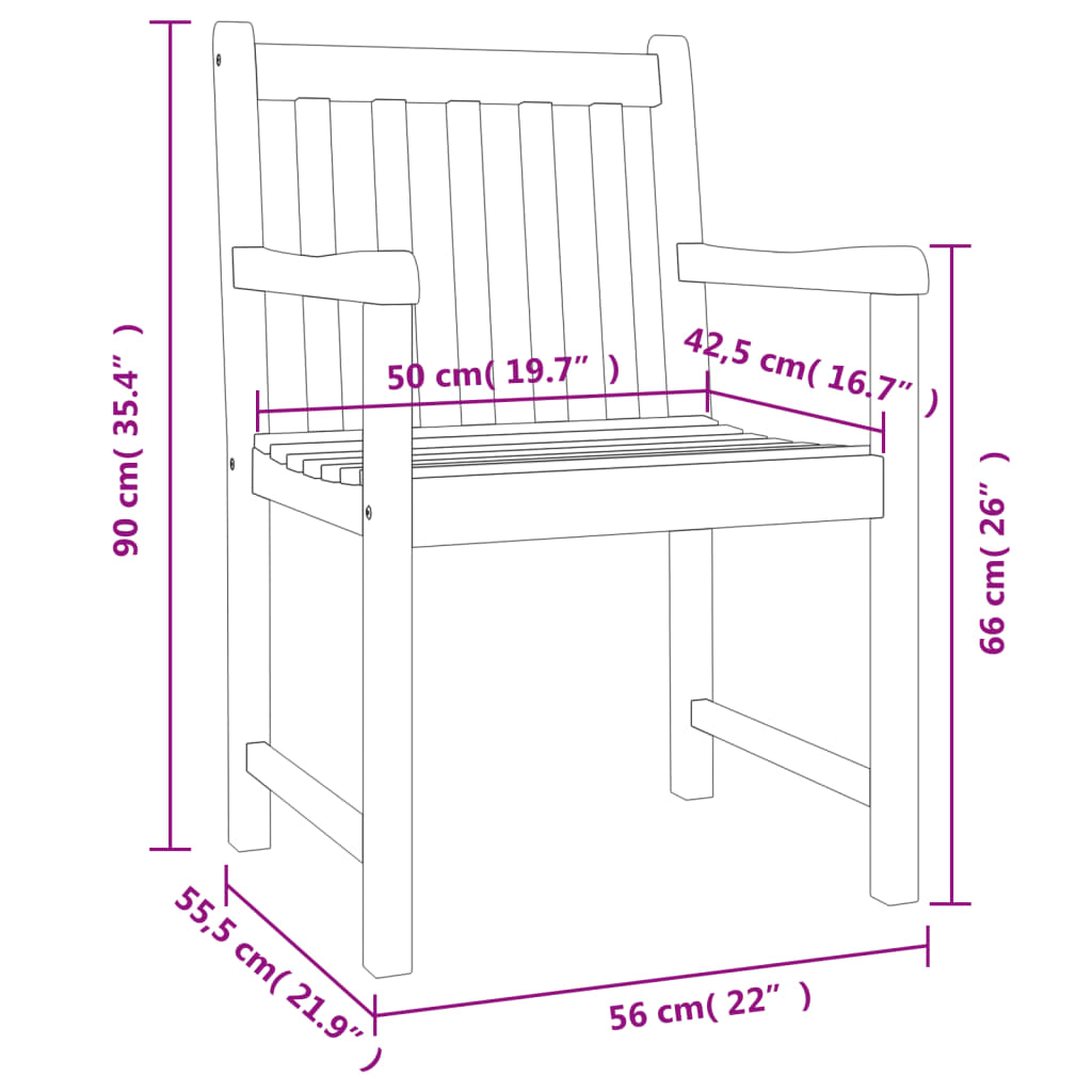 Vrtne stolice 4 kom 56 x 55,5 x 90 cm od masivnog drva bagrema