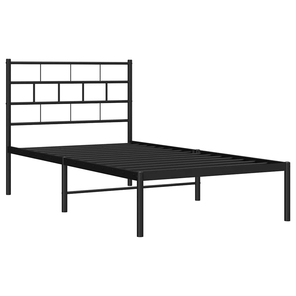 Metalni okvir za krevet s uzglavljem crni 100x200 cm
