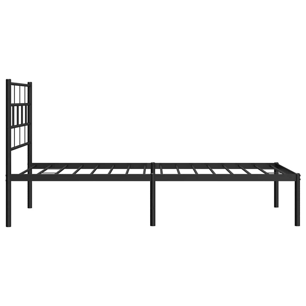 Metalni okvir za krevet s uzglavljem crni 100x200 cm