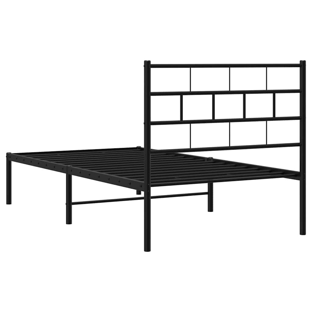 Metalni okvir za krevet s uzglavljem crni 100x200 cm