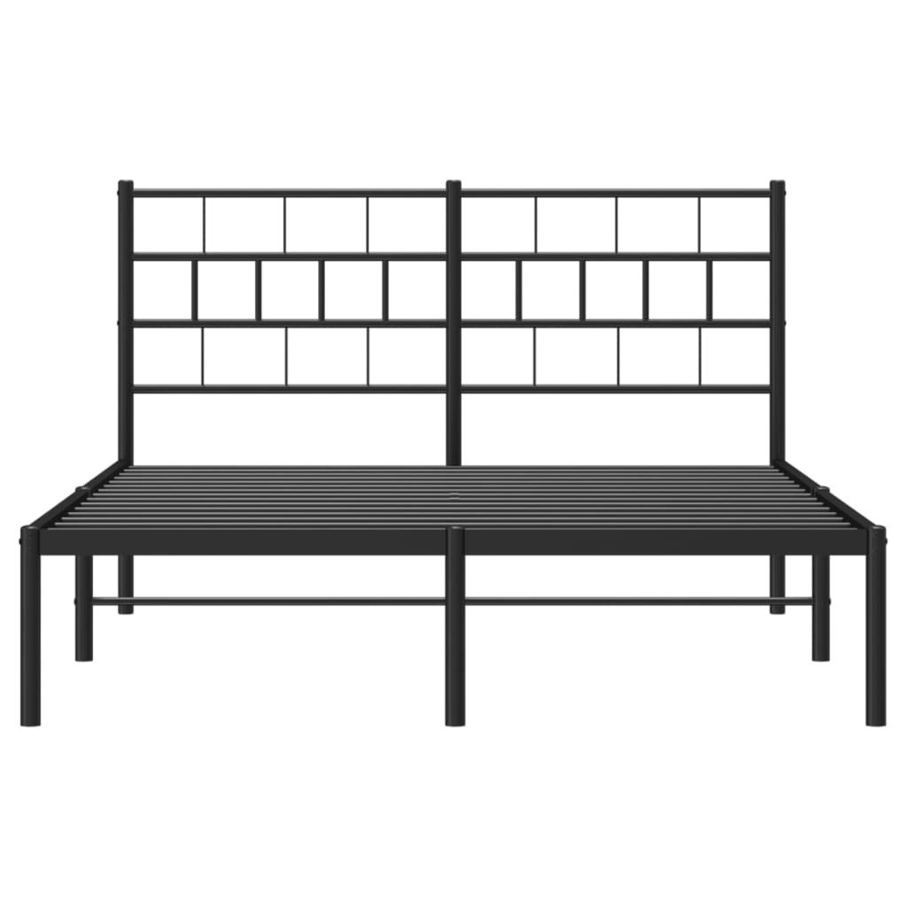 Metalni okvir za krevet s uzglavljem crni 120x200 cm