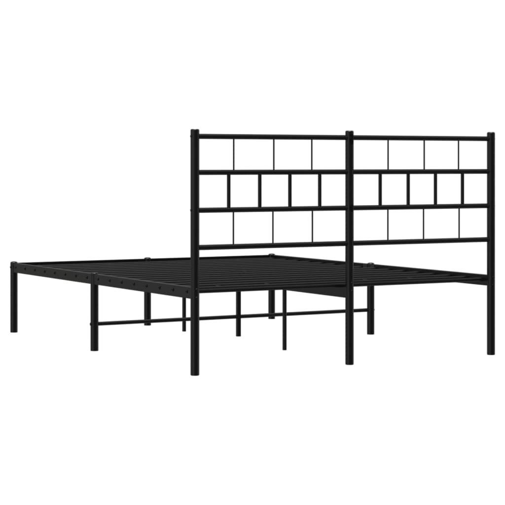 Metalni okvir za krevet s uzglavljem crni 120x200 cm