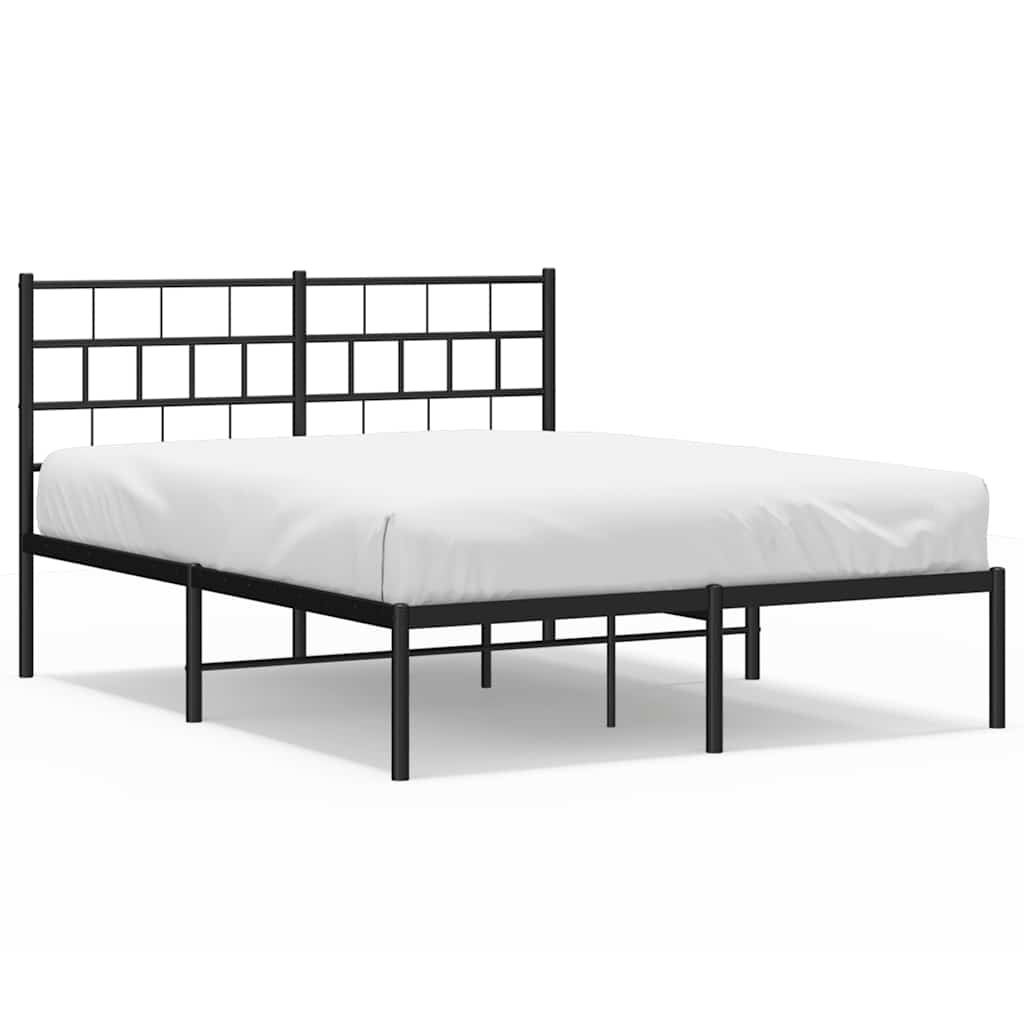 Metalni okvir za krevet s uzglavljem crni 150x200 cm
