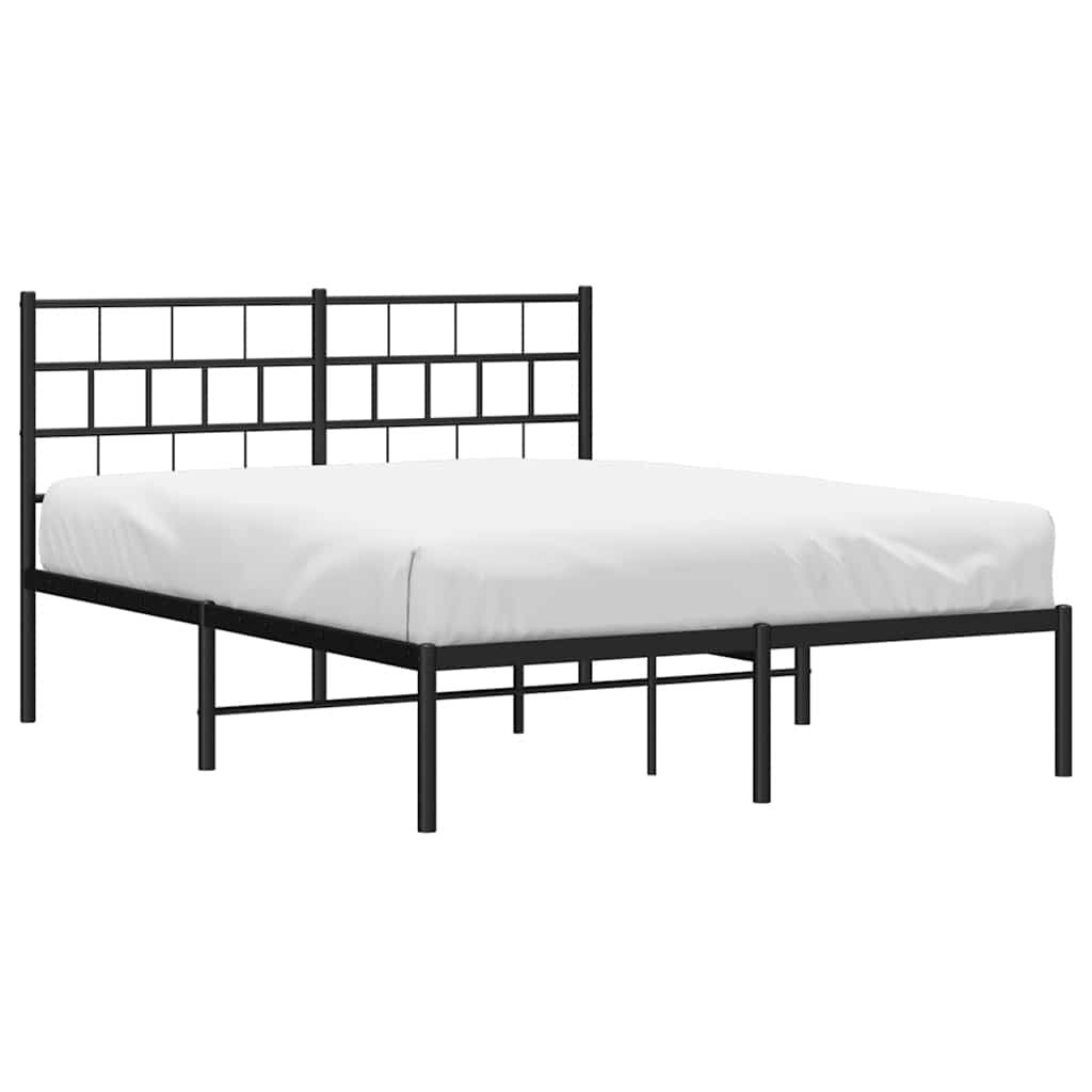 Metalni okvir za krevet s uzglavljem crni 150x200 cm