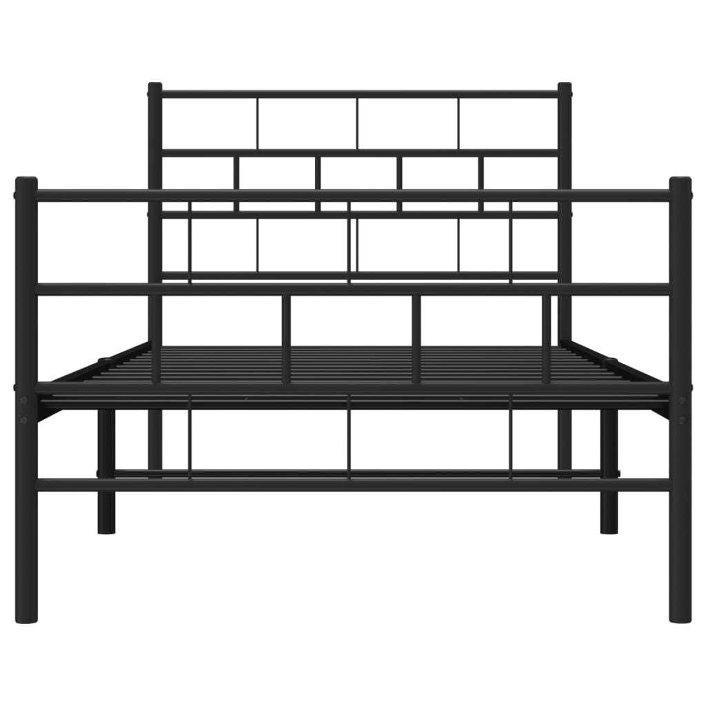 Metalni okvir kreveta uzglavlje i podnožje crni 90x190 cm