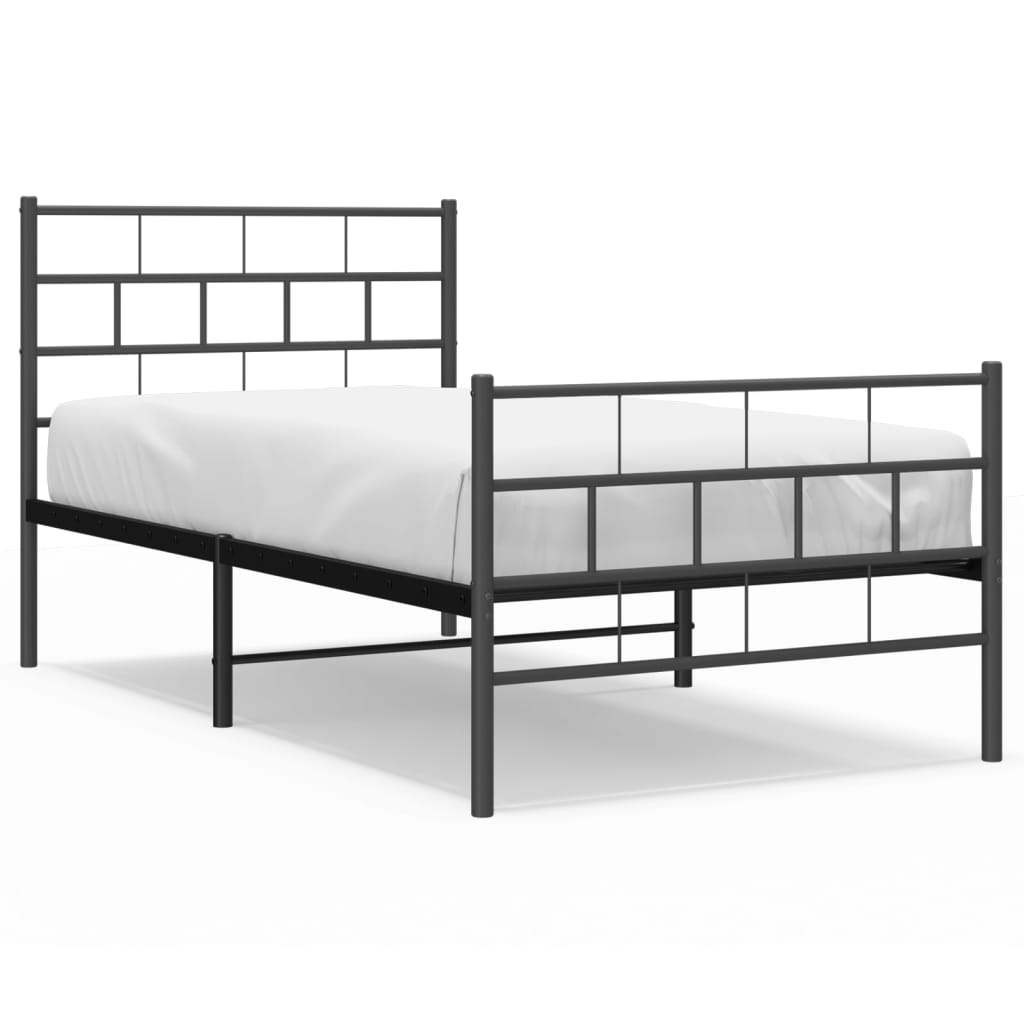 Metalni okvir kreveta uzglavlje i podnožje crni 90 x 200 cm