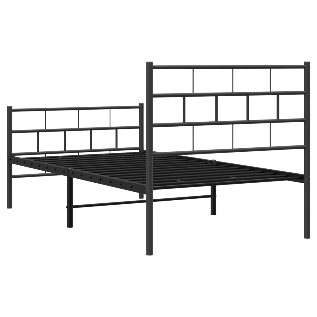 Metalni okvir kreveta uzglavlje i podnožje crni 90 x 200 cm