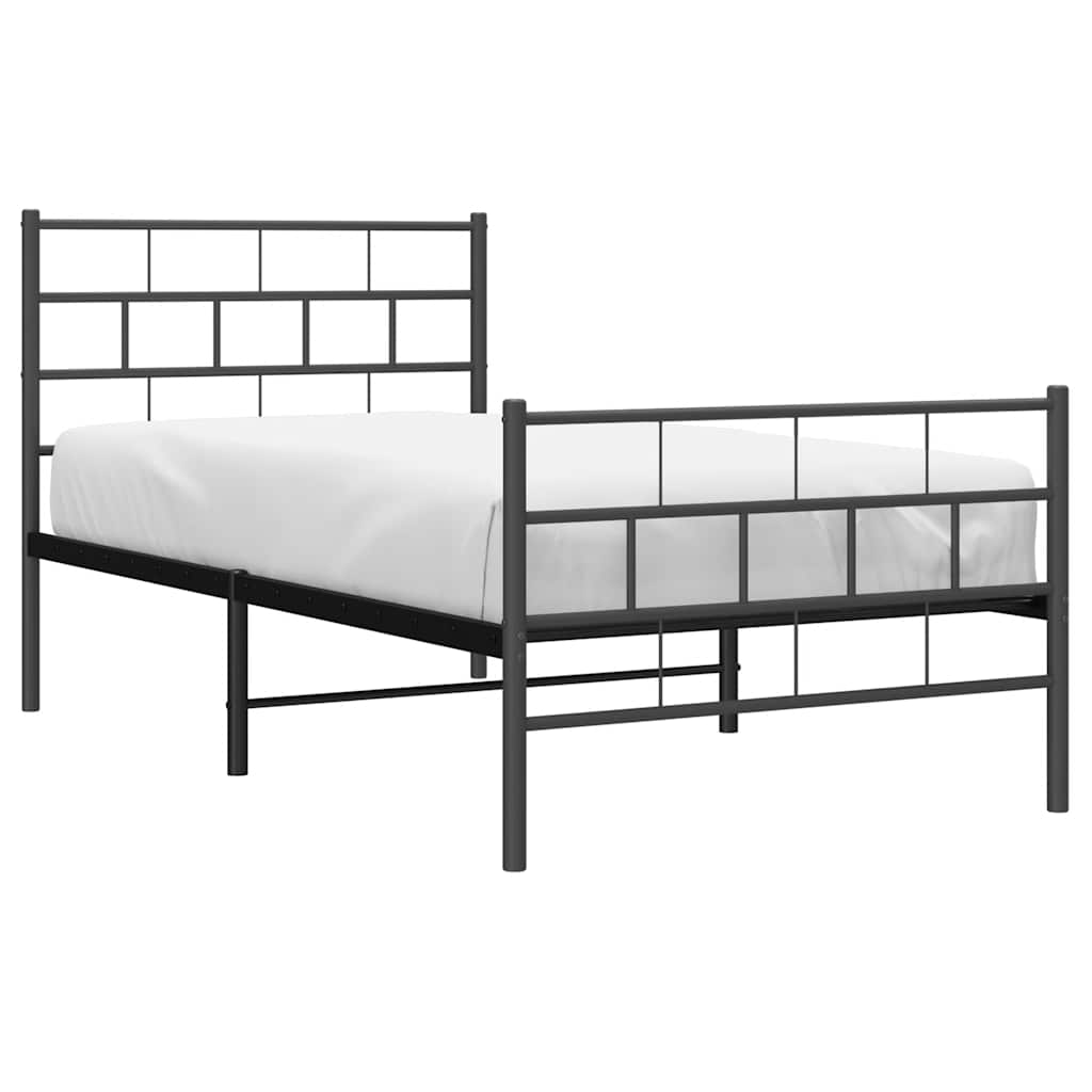 Metalni okvir kreveta uzglavlje i podnožje crni 100x190 cm