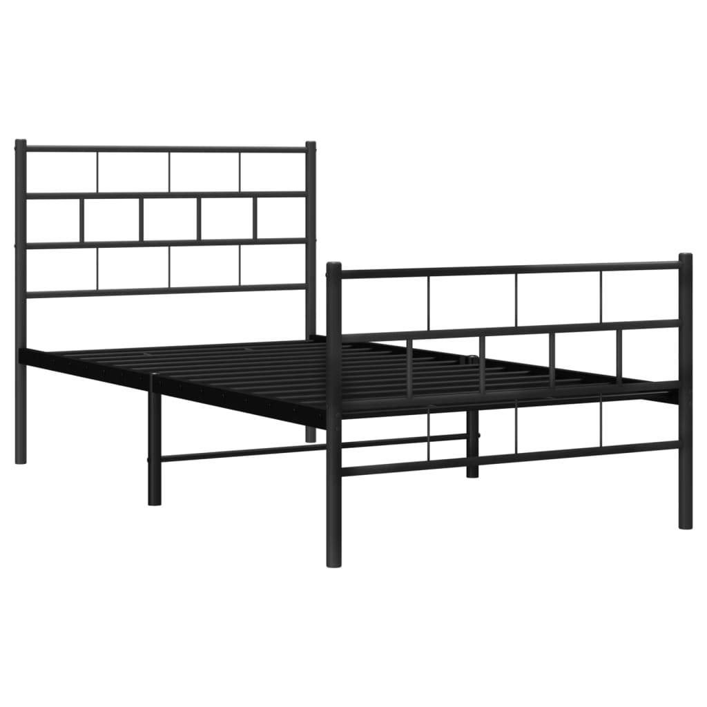 Metalni okvir kreveta uzglavlje i podnožje crni 107x203 cm