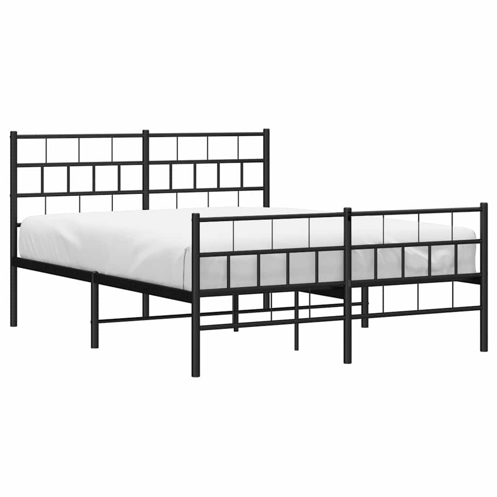 Metalni okvir kreveta uzglavlje i podnožje crni 135x190 cm