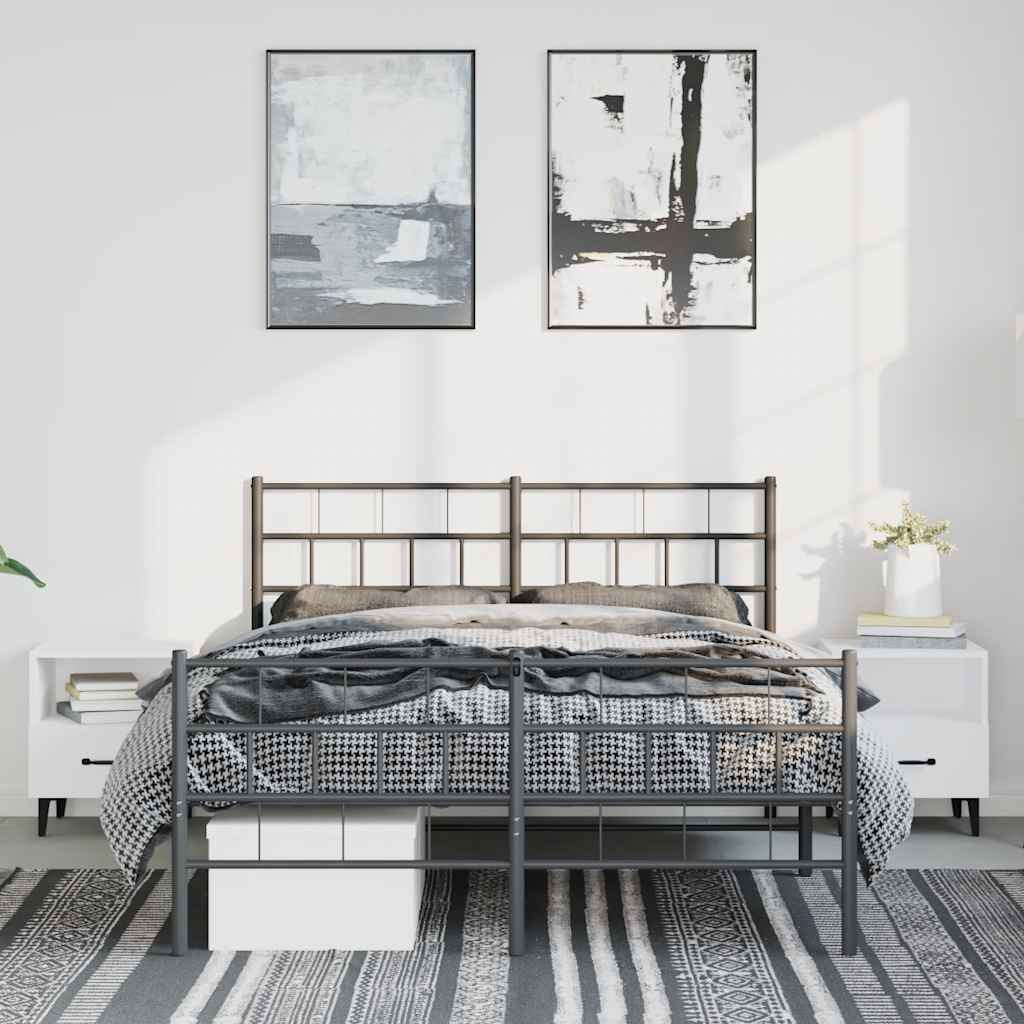 Metalni okvir kreveta uzglavlje i podnožje crni 135x190 cm