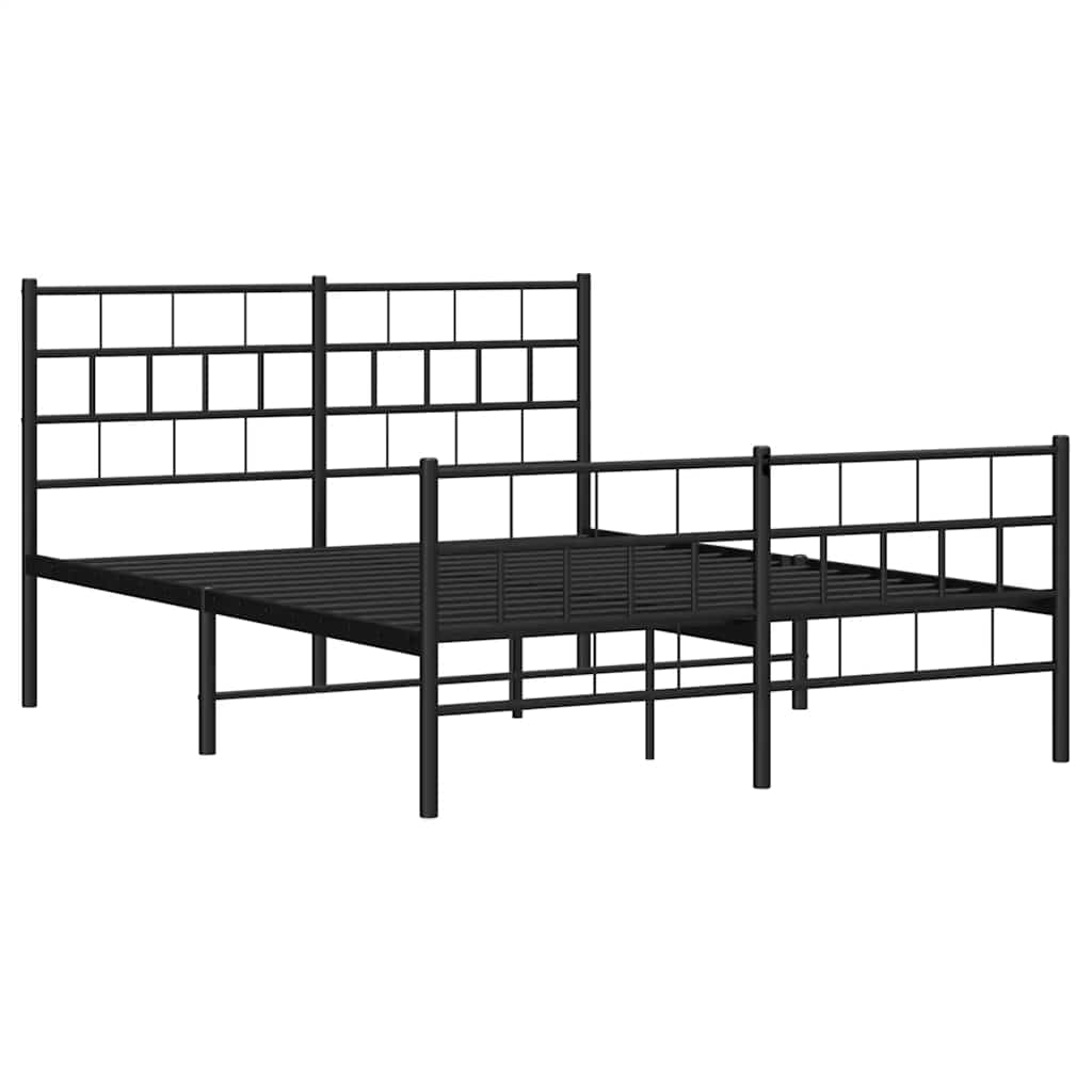 Metalni okvir kreveta uzglavlje i podnožje crni 135x190 cm