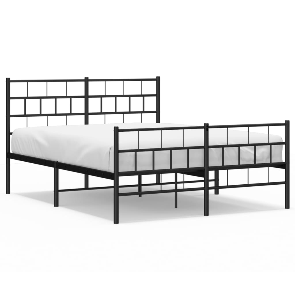 Metalni okvir kreveta uzglavlje i podnožje crni 140x190 cm