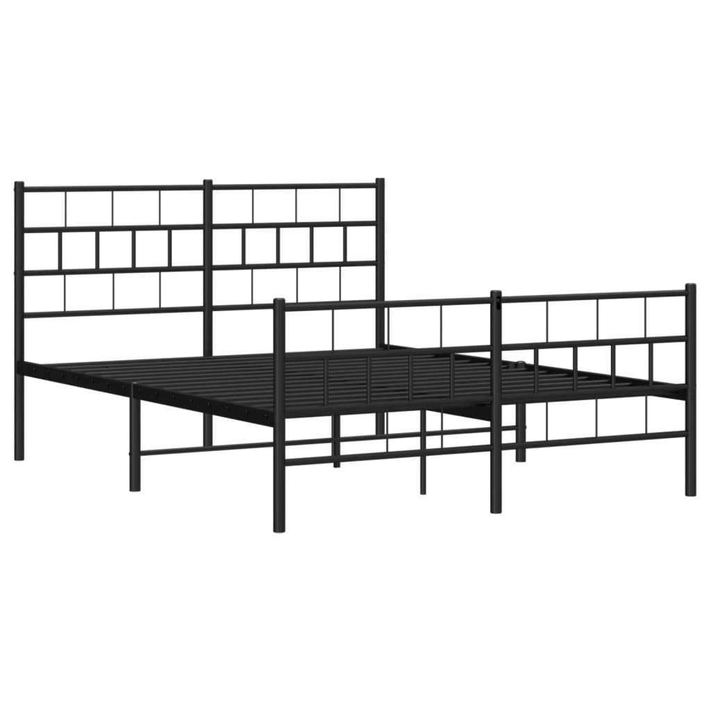 Metalni okvir kreveta uzglavlje i podnožje crni 140x200 cm