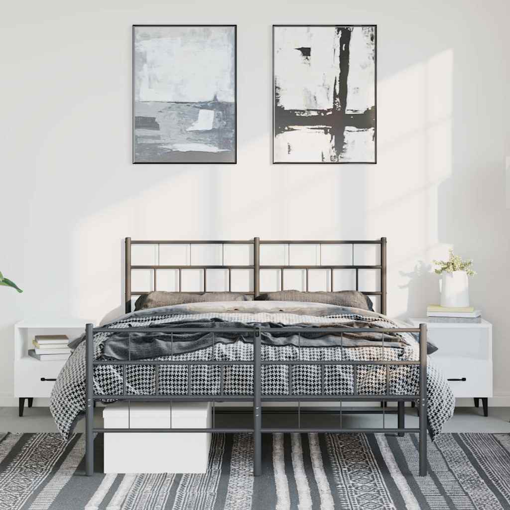 Metalni okvir kreveta uzglavlje i podnožje crni 150x200 cm