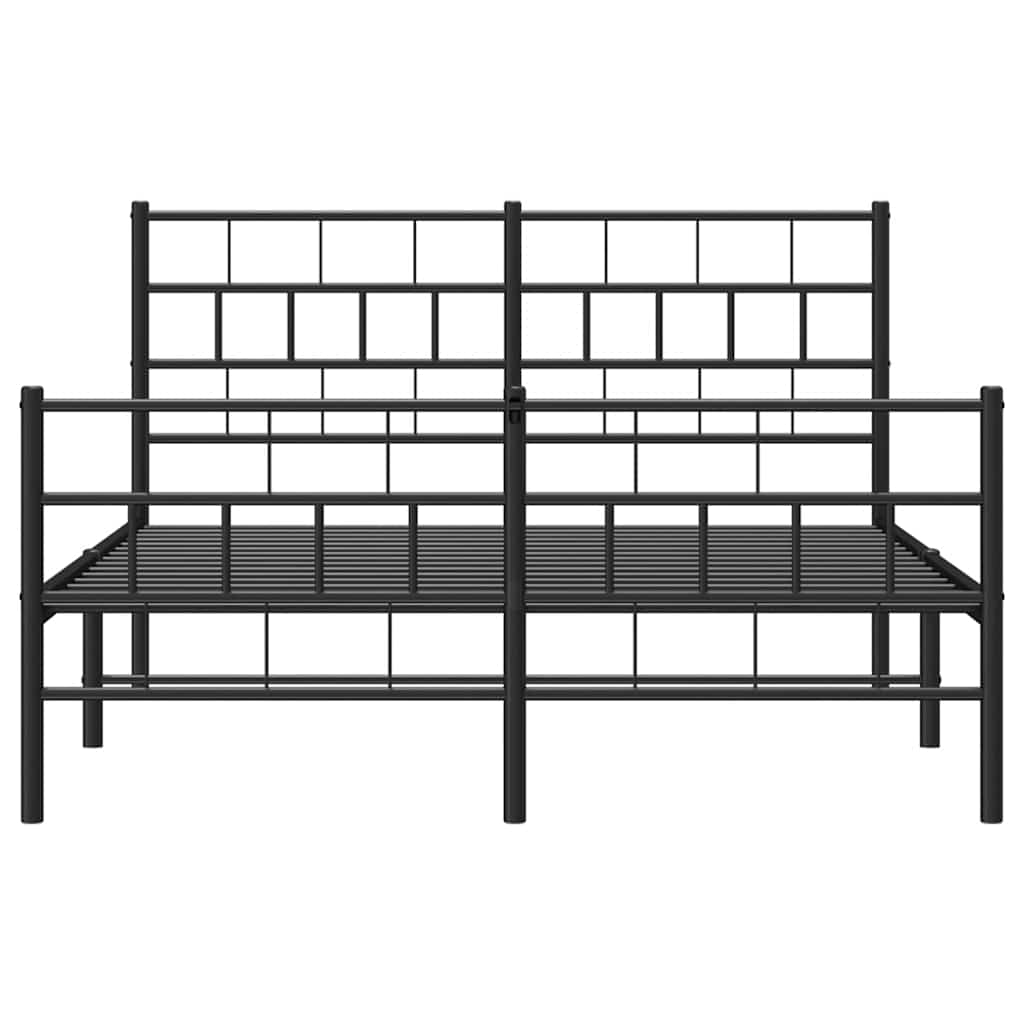 Metalni okvir kreveta uzglavlje i podnožje crni 150x200 cm