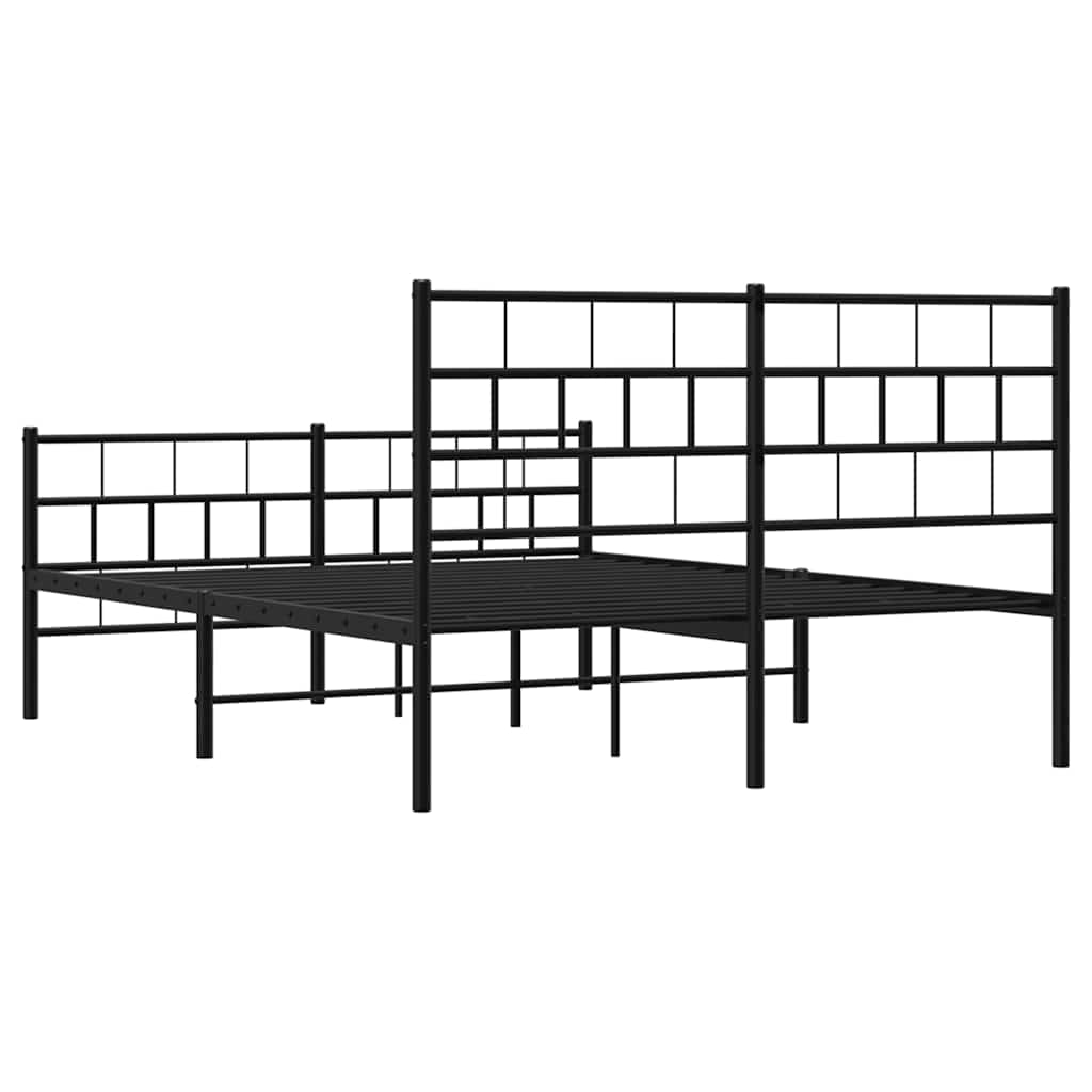 Metalni okvir kreveta uzglavlje i podnožje crni 150x200 cm