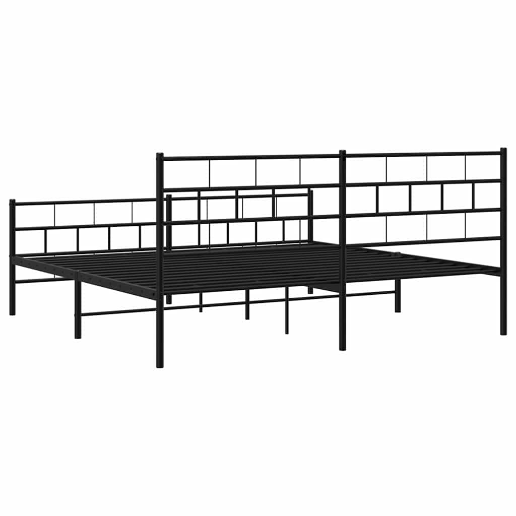 Metalni okvir kreveta uzglavlje i podnožje crni 193x203 cm